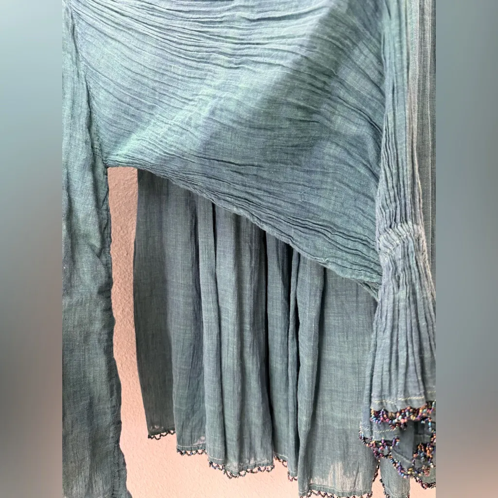 Vintage Other Destination Green Cotton Beaded Button Top & Skirt Set, Size Small - Image 3