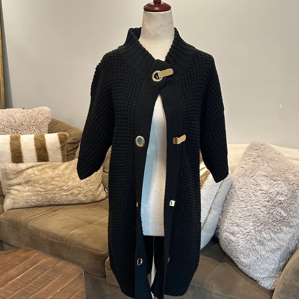 Michael Kors Black Knit Cardigan with Toggle Closures - Image 2