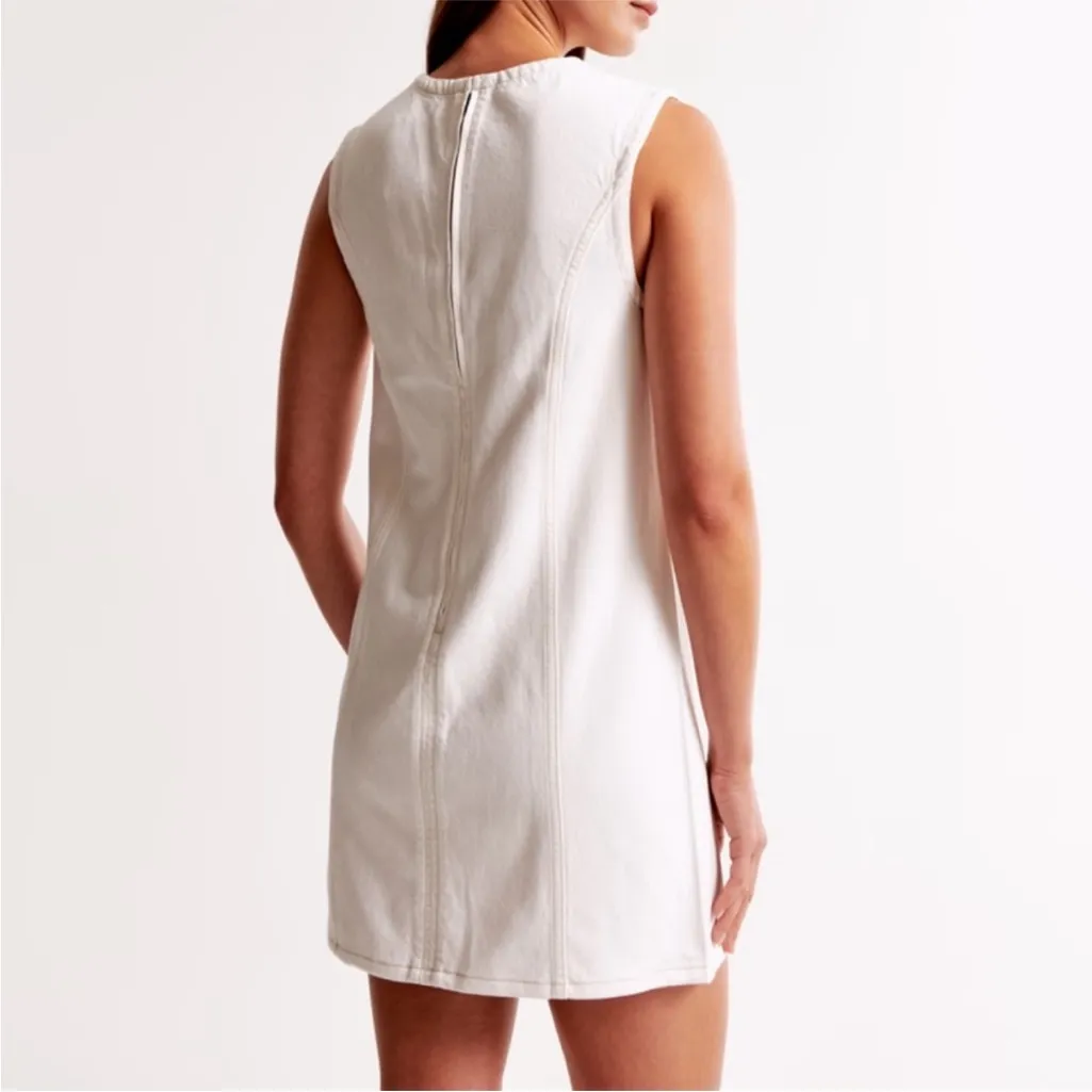 Abercrombie & fitch white Denim Shift Mini Dress new L PETITE NEW - Image 2