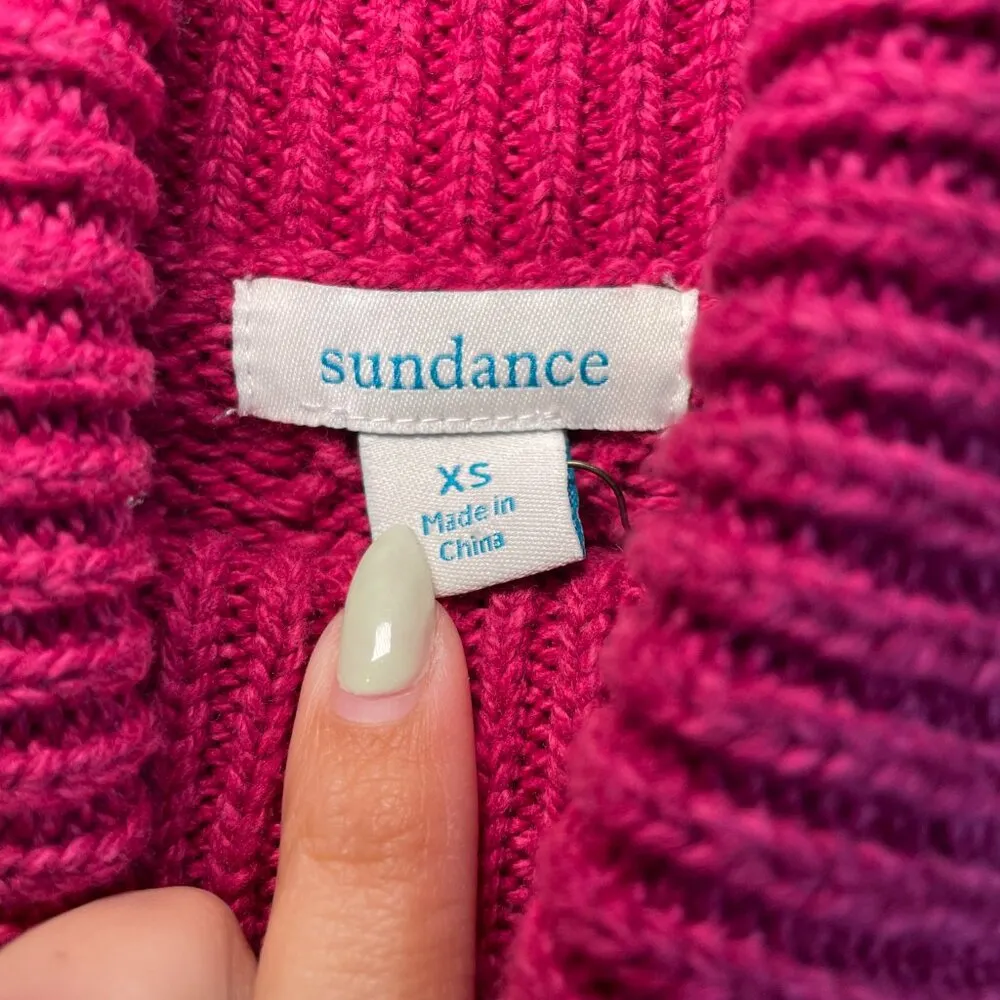 Sundance Mountainview Cable Knit Silk Blend Turtleneck Size XS Pink Flowy - Image 2