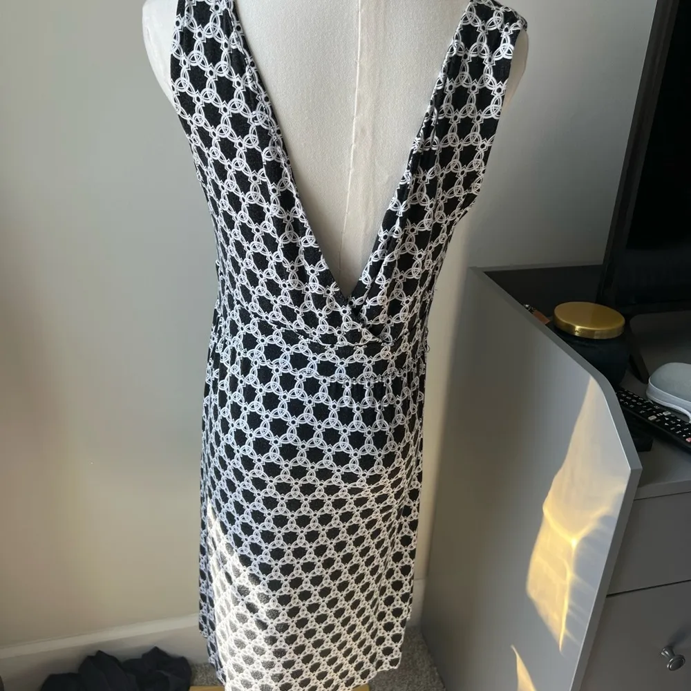 Soma Black and White Patterned Jersey Dress Size M - Image 3