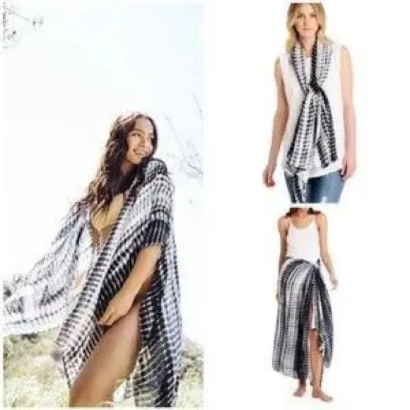 Michael Stars black white tie dye beach pool poncho wrap - Image 2
