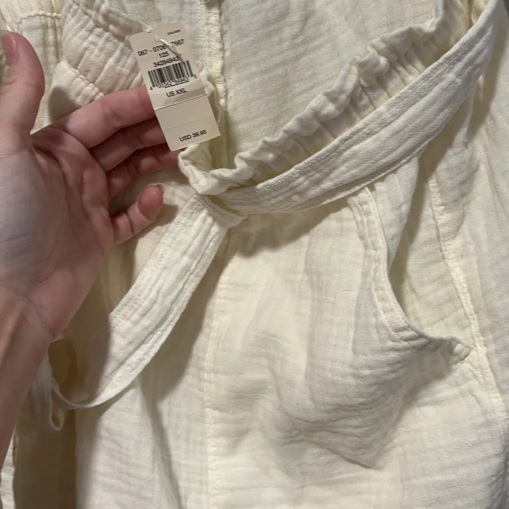 Aerie Off White Gauzy Elastic Waist High Rise Shorts Size XXL - Image 5