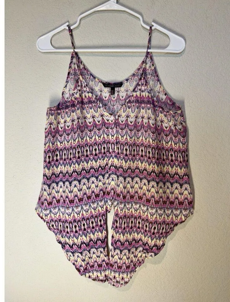 Victoria Secret Women’s Button & Tie Tank Top, Boho Retro 90’s Retro Y2K, Sz M - Image 2