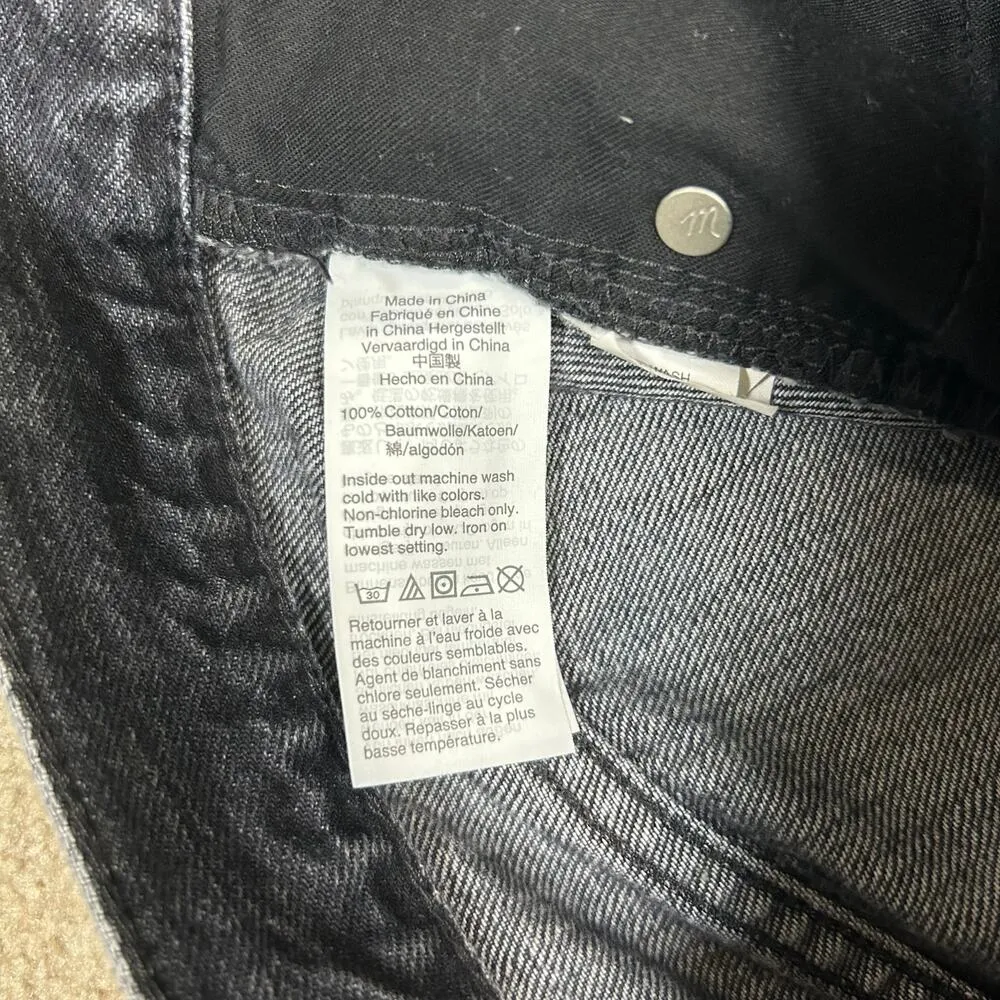 Madewell Black Relaxed Denim Shorts Mid Rise Raw Hem Jeans Womens Size 26 - Image 9