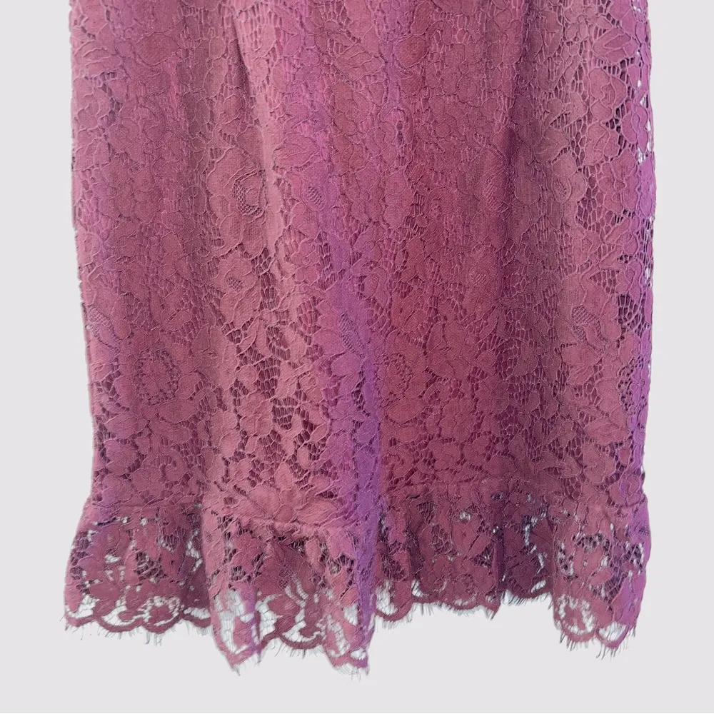 Storia Burgundy Wine High Neck Sleeveless Lace Mini Dress size small - Image 4