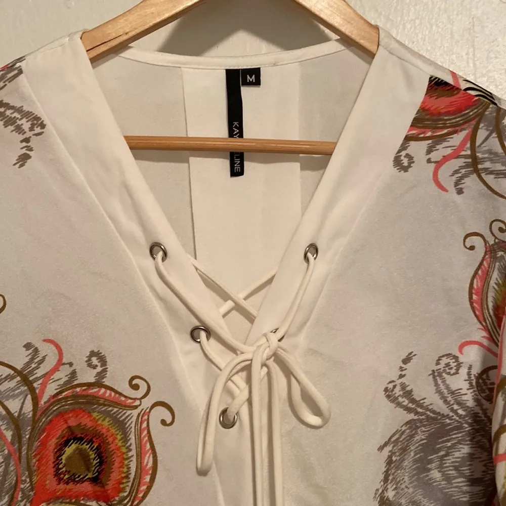 Kay Celine Peacock Print Caftan Blouse - Image 3