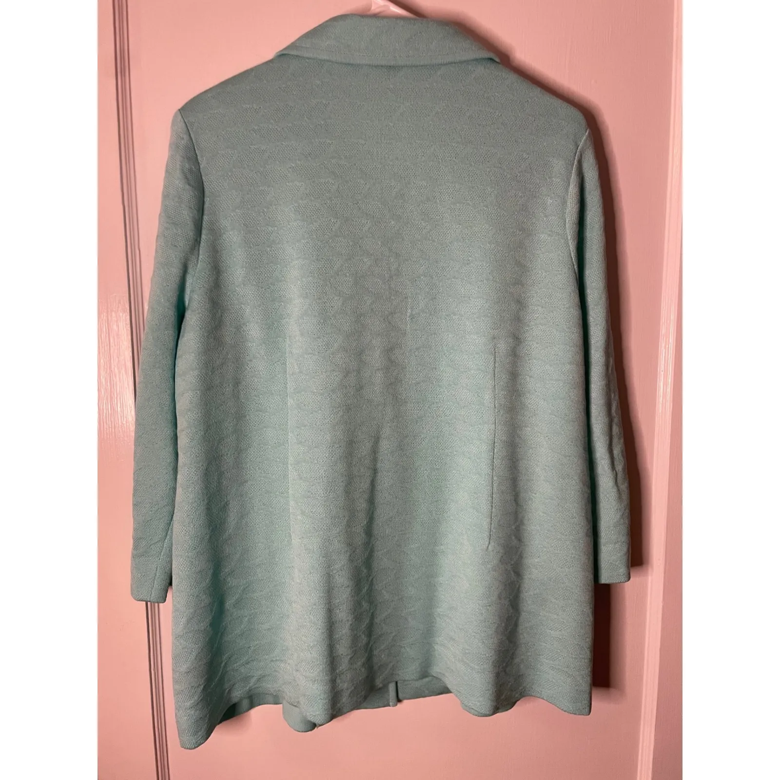 Misook M  Women's Aqua Textured Knit Button Front Blazer Jacket - Image 4