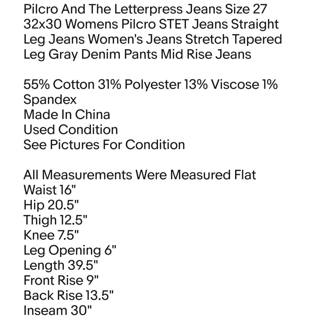 Pilcro And The Letterpress Jeans Size 27 32x30 Womens Pilcro STET Jeans Straight Leg Jeans - Image 7