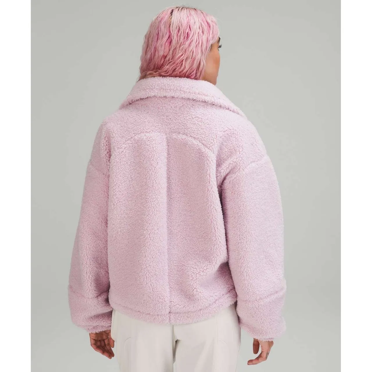 Rare lululemon Cinchable Fleece Zip-Up Jacket Pink Peony, 8 Cozy Teddy Sherpa - Image 2