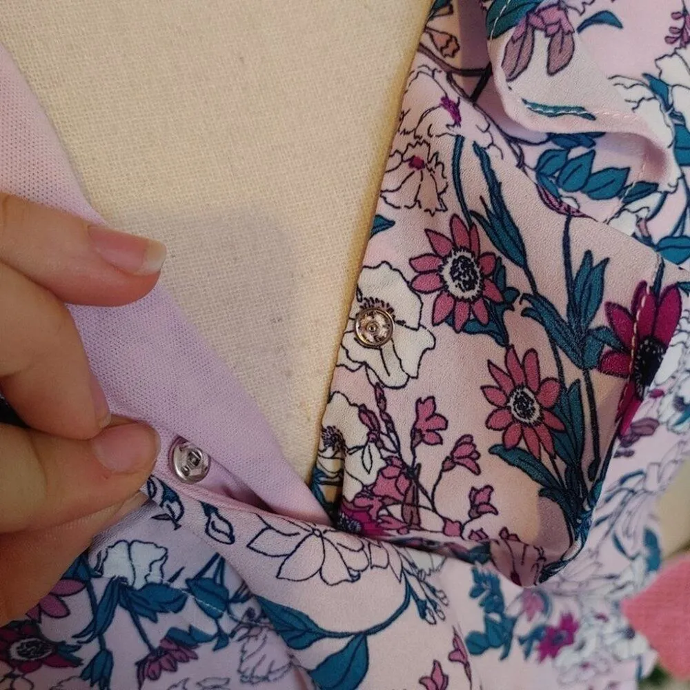 Maurices Size Medium M Floral Flower Light Pink Summer Spring Dress Frill Tie - Image 7