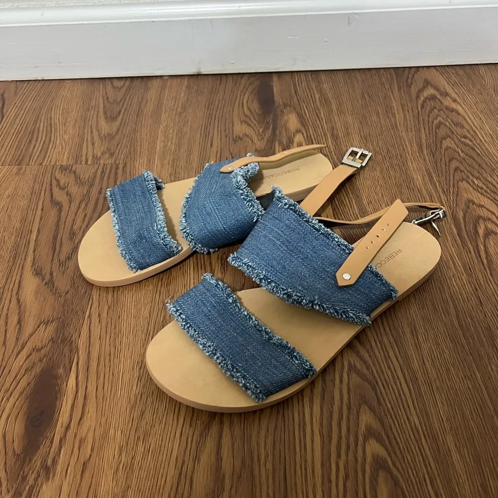 NEW Rebecca Minkoff Light Blue Denim & Natural Vachetta Emery Sandals 7 US $110 - Image 2