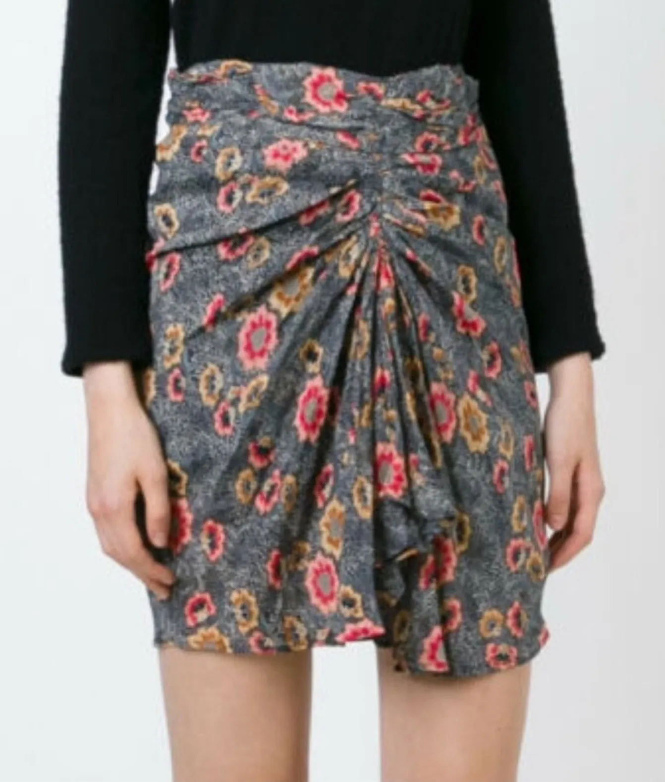 Isabel Marant Etoile Sevan Floral Print Ruched Multicolor Mini Skirt Sz 42 / 10 - Image 1