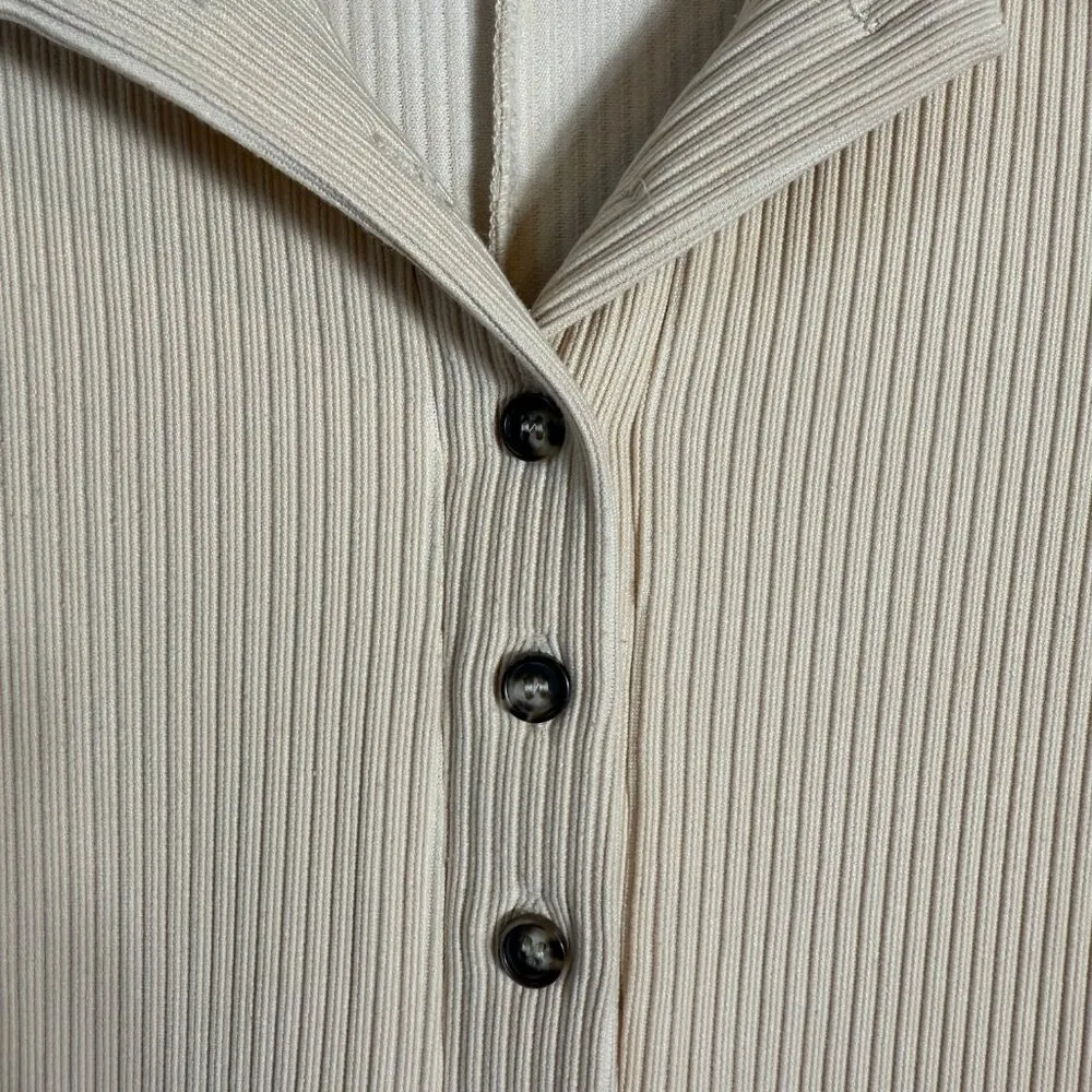 Edikted  Lucia Ribbed Romper Women's XS Tan Button Up Collared Micro Mini Bodycon - Image 9