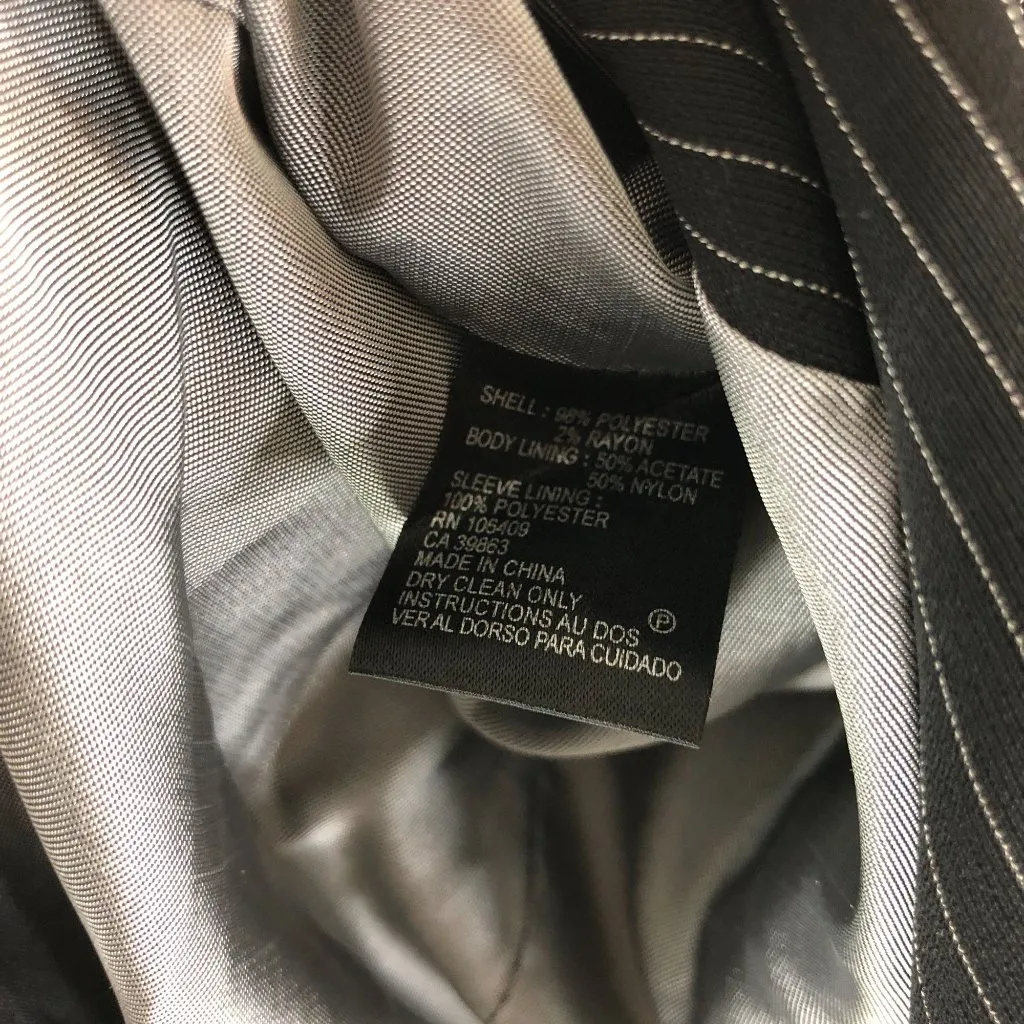Tahari Arthur S Levine Womens Blazer One Button Notch Lapel Pinstripe Black 8 - Image 5