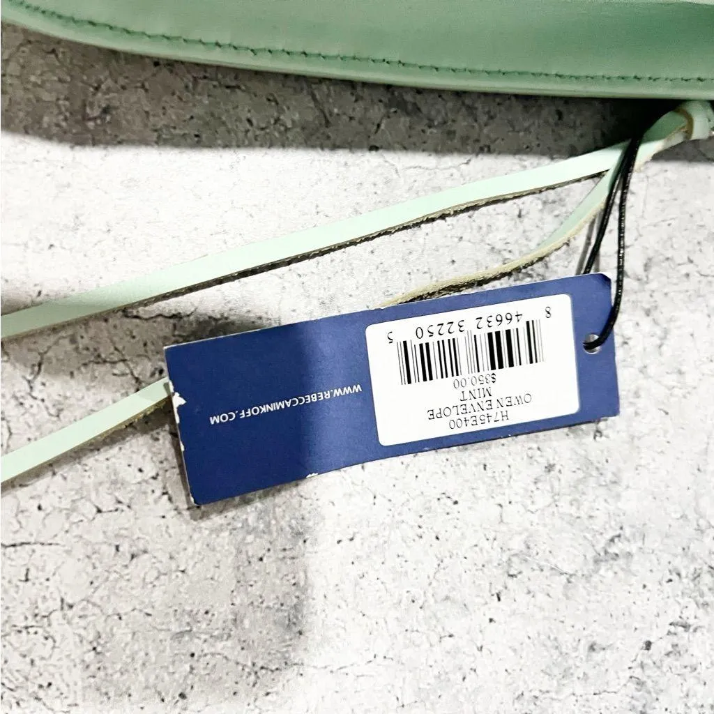 NWT Rebecca Minkoff Wicker Woven Owen Envelope Clutch Mint Large - Image 3
