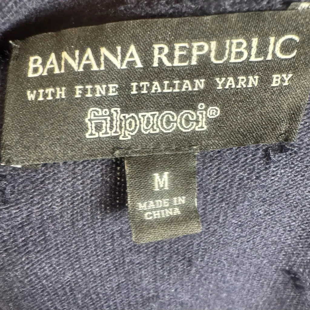 Banana Republic Italian cashmere blend gold beaded navy cardigan sweater medium - Image 6