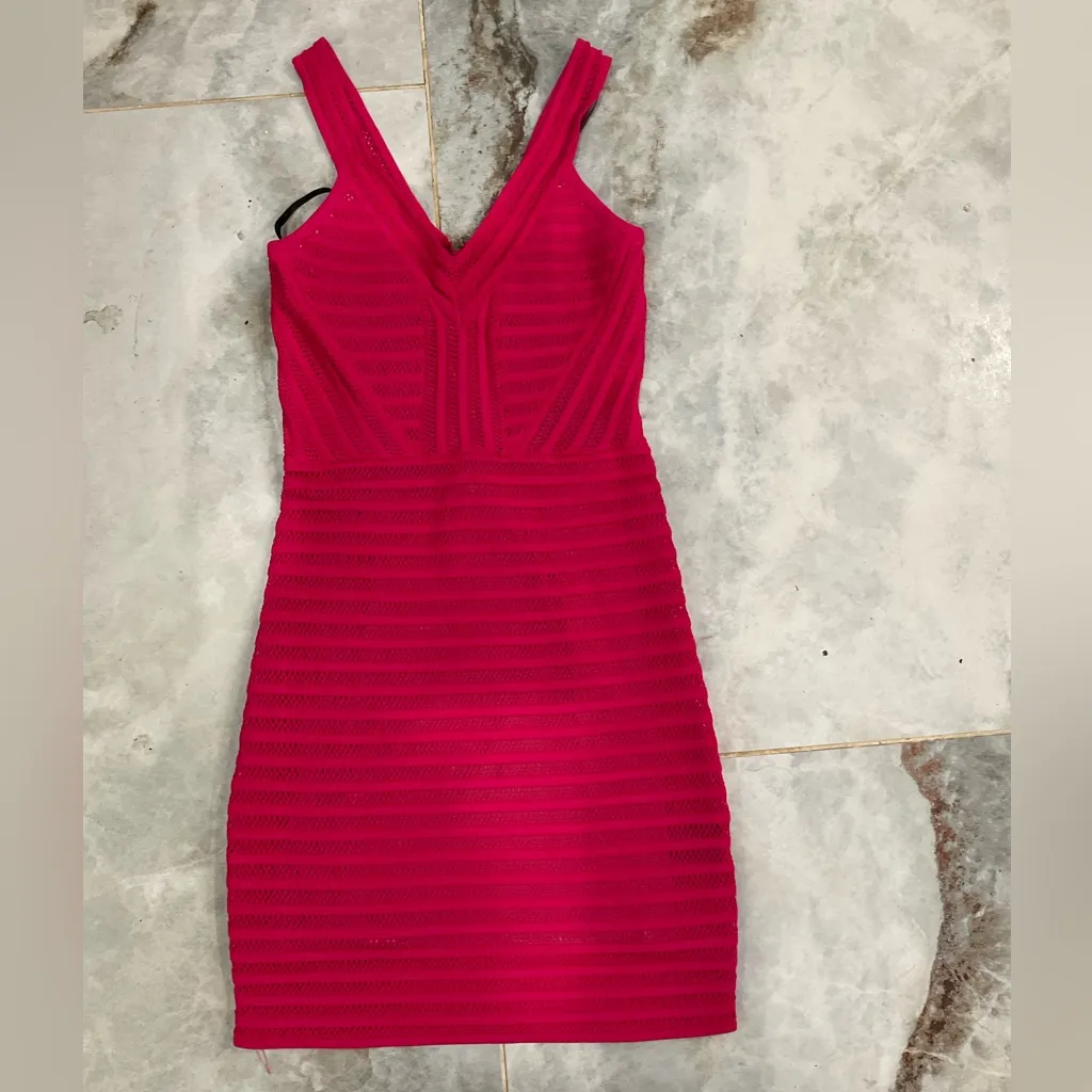 Bebe Pink Ribbed Bodycon Mini Dress - Image 3