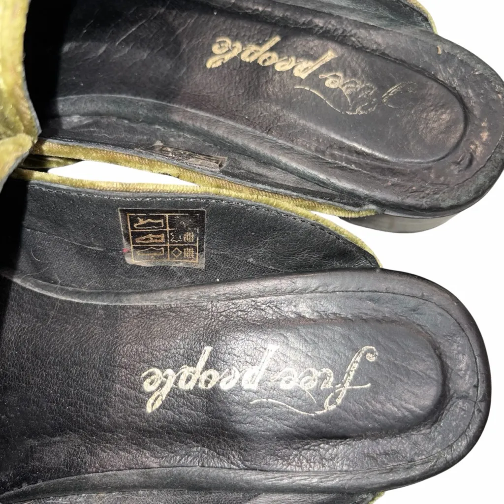 Free People Olive Green Crushed Velvet At Ease Loafers Mules Slides size 38 - Image 7