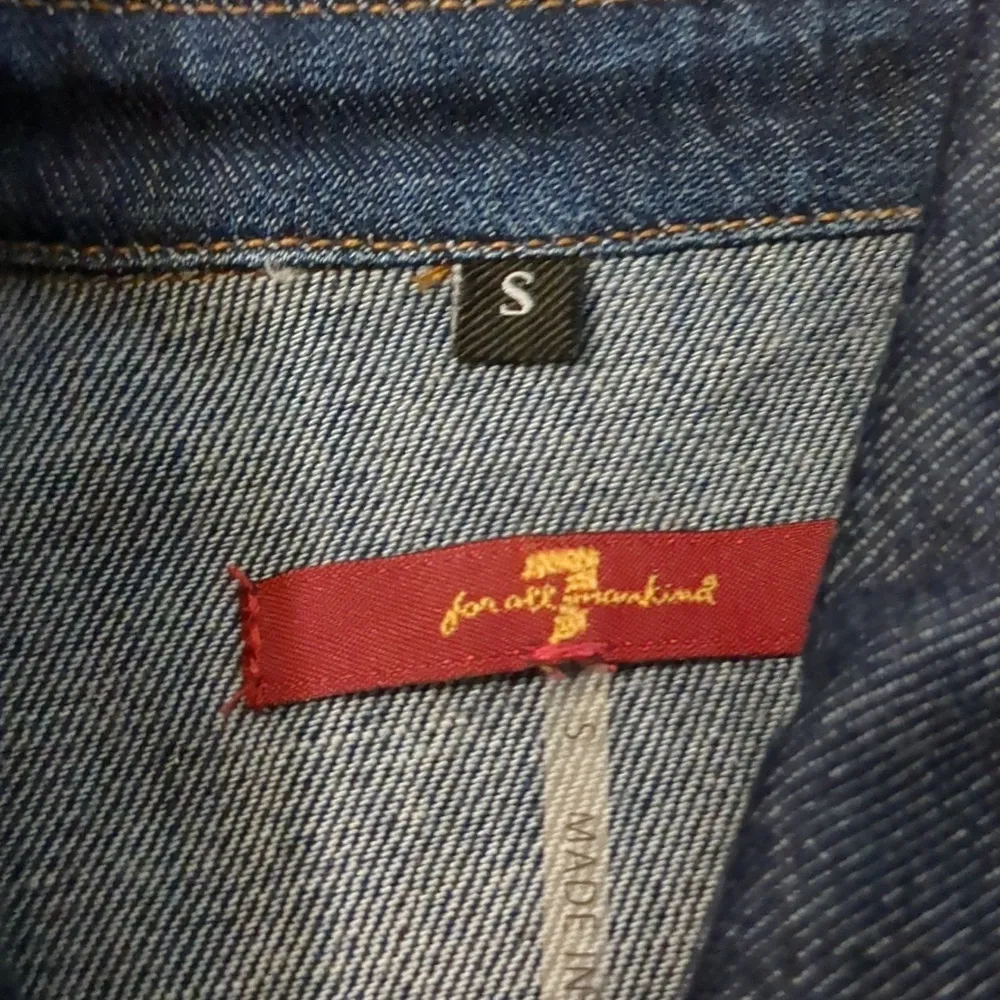 7 for all mankind denim raw hem button down dress size small - Image 3