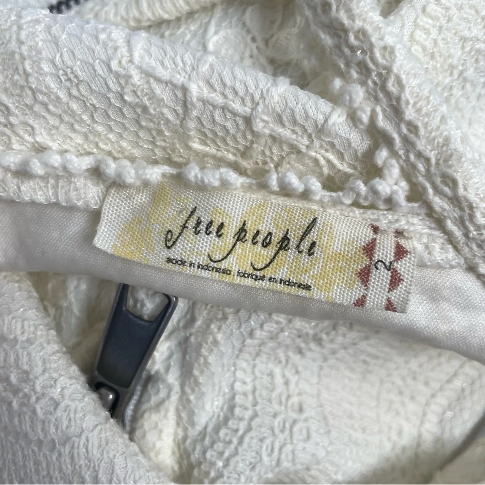 FREE PEOPLE White Mini Dress Womens 2 Bridal Wedding Spring Lace Honeymoon Date - Image 8