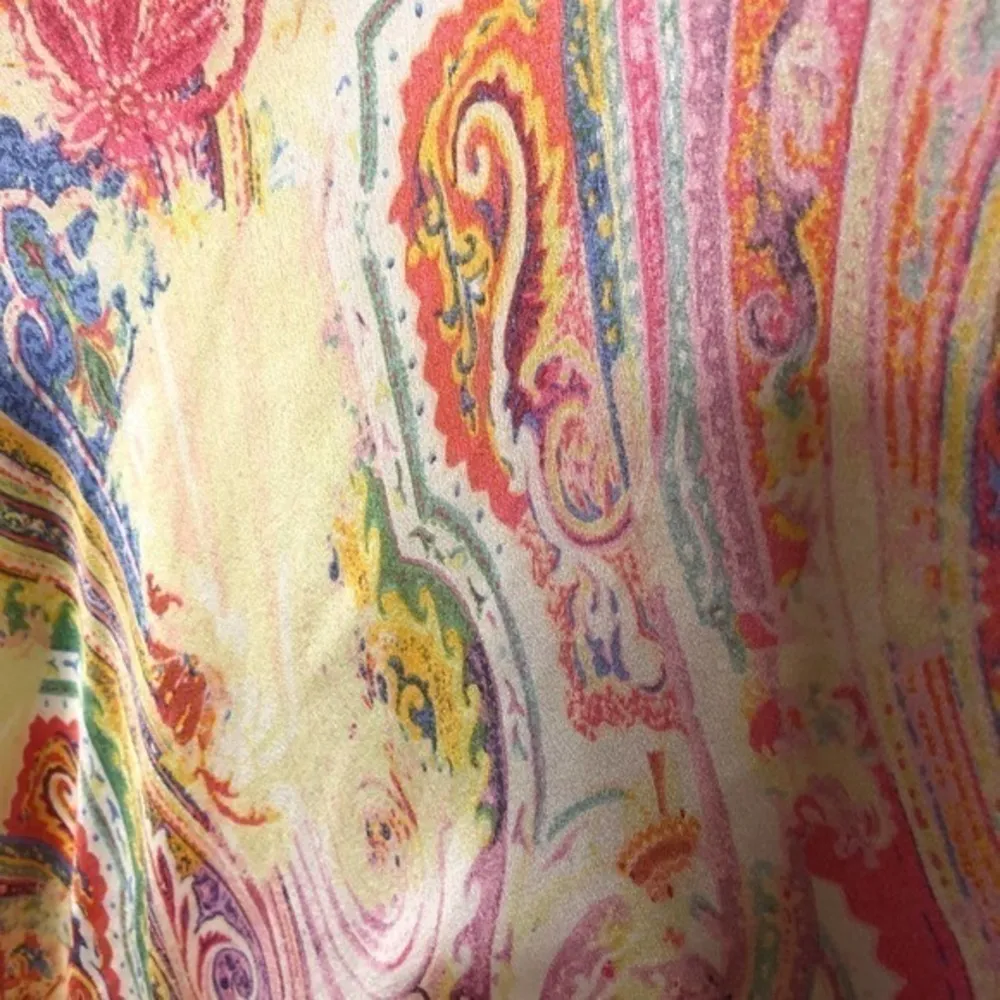 Kay Unger Silk Beaded Sequined Paisley Print Boho - Image 3