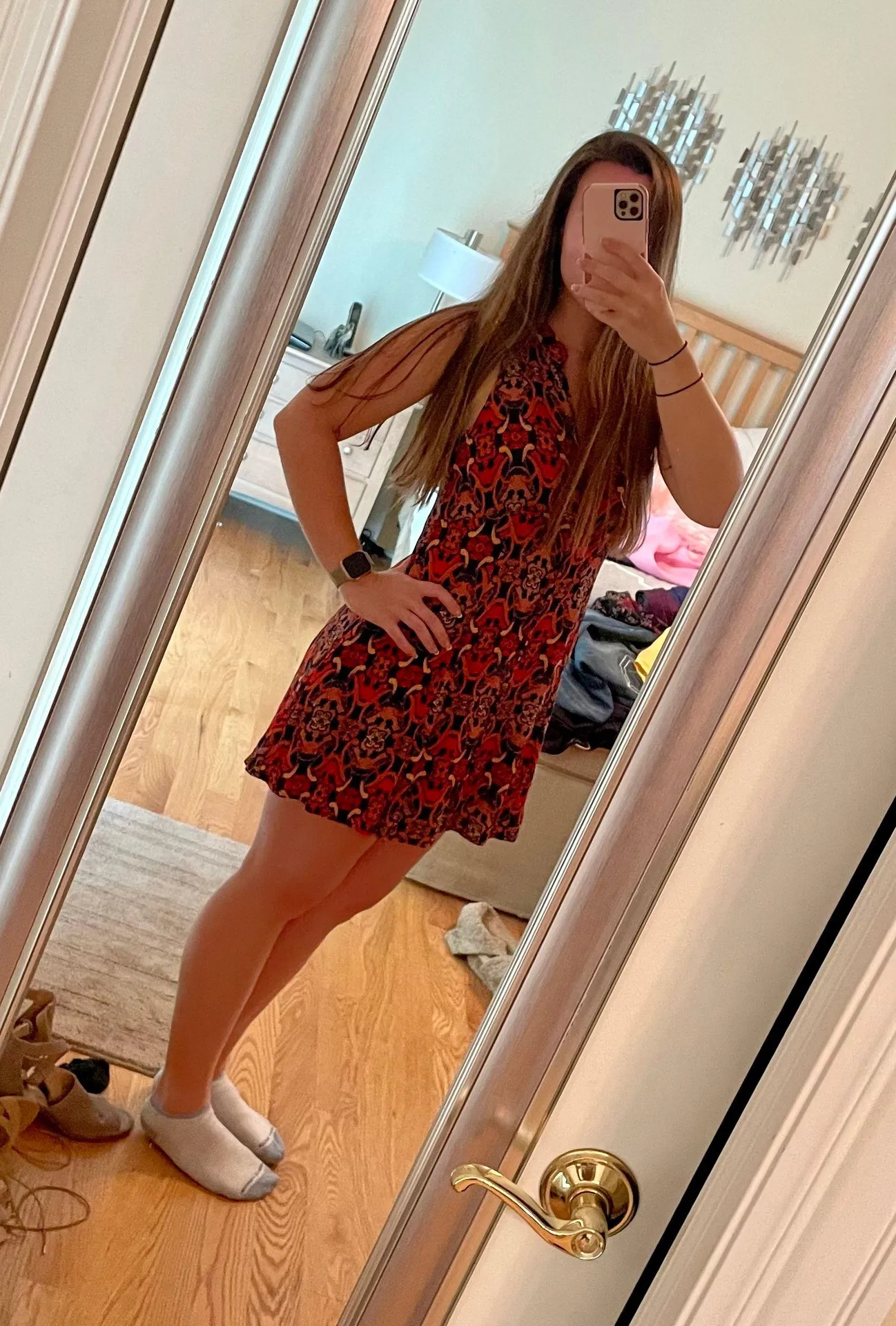 Printed V-Neck Dress - Image 4