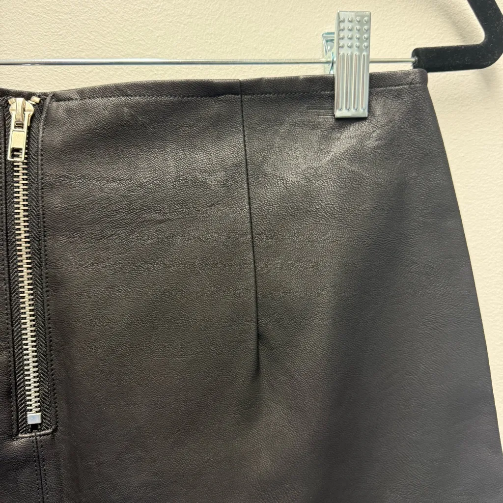 Olivaceous  Faux Leather Mini Skirt, Black | Size Medium - Image 3