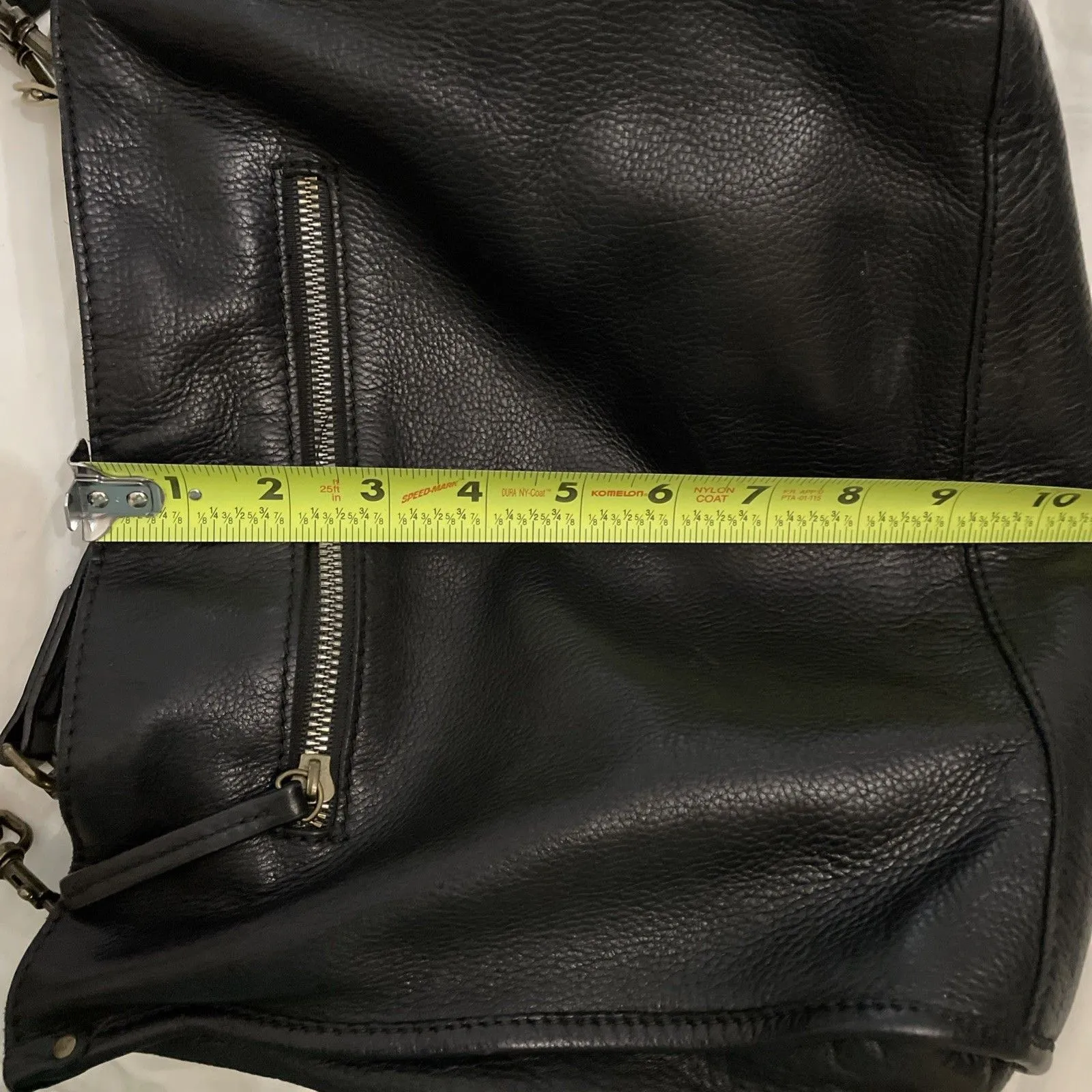 American Leather Co. Black Leather Lenox Triple Entry Satchel Purse Back - Image 10