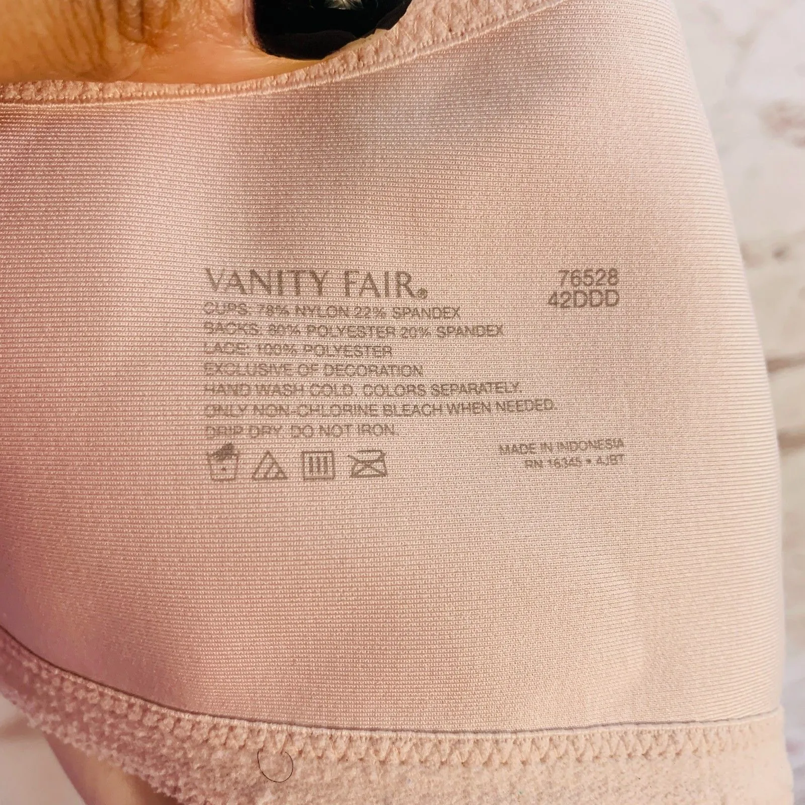Vanity Fair 42DDD Beige Nude Beauty Back Smoother Full Coverage Bra Underwire - Image 3
