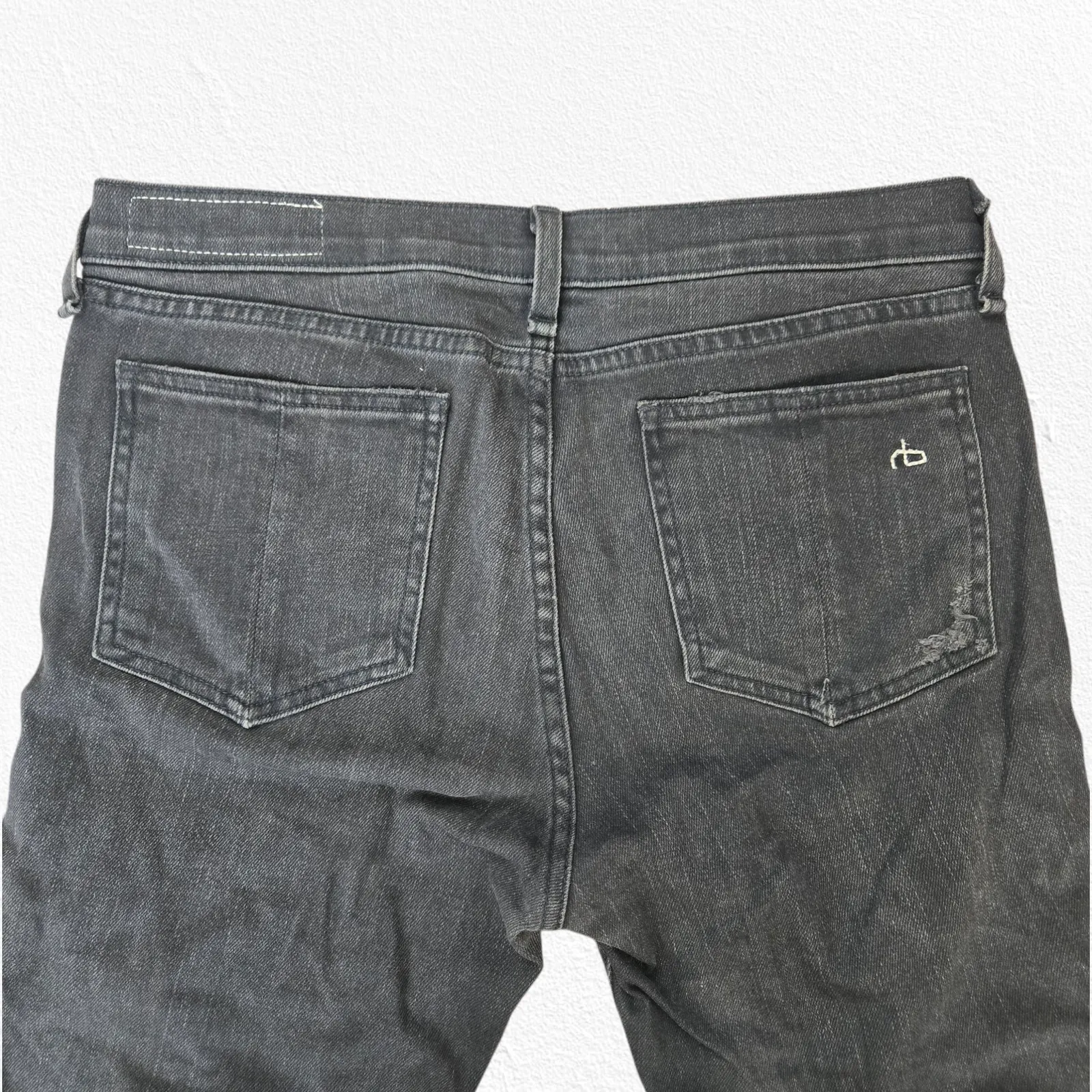 Rag & Bone Distressed Black Skinny Jeans Rock With Holes Mid Rise 29 USA Made - Image 12