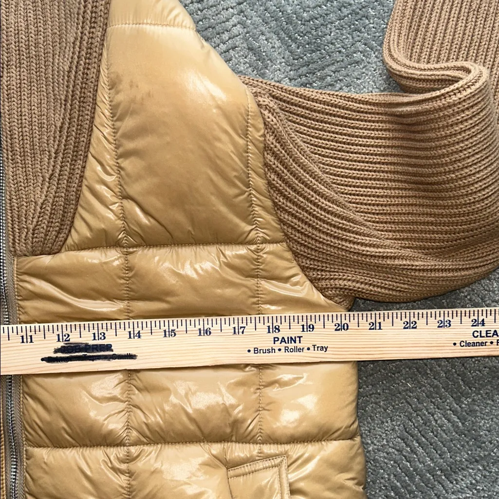 Varley Mayten Knit Brown Puffer Jacket with Ribbed Sleeves Size Small, - Image 13