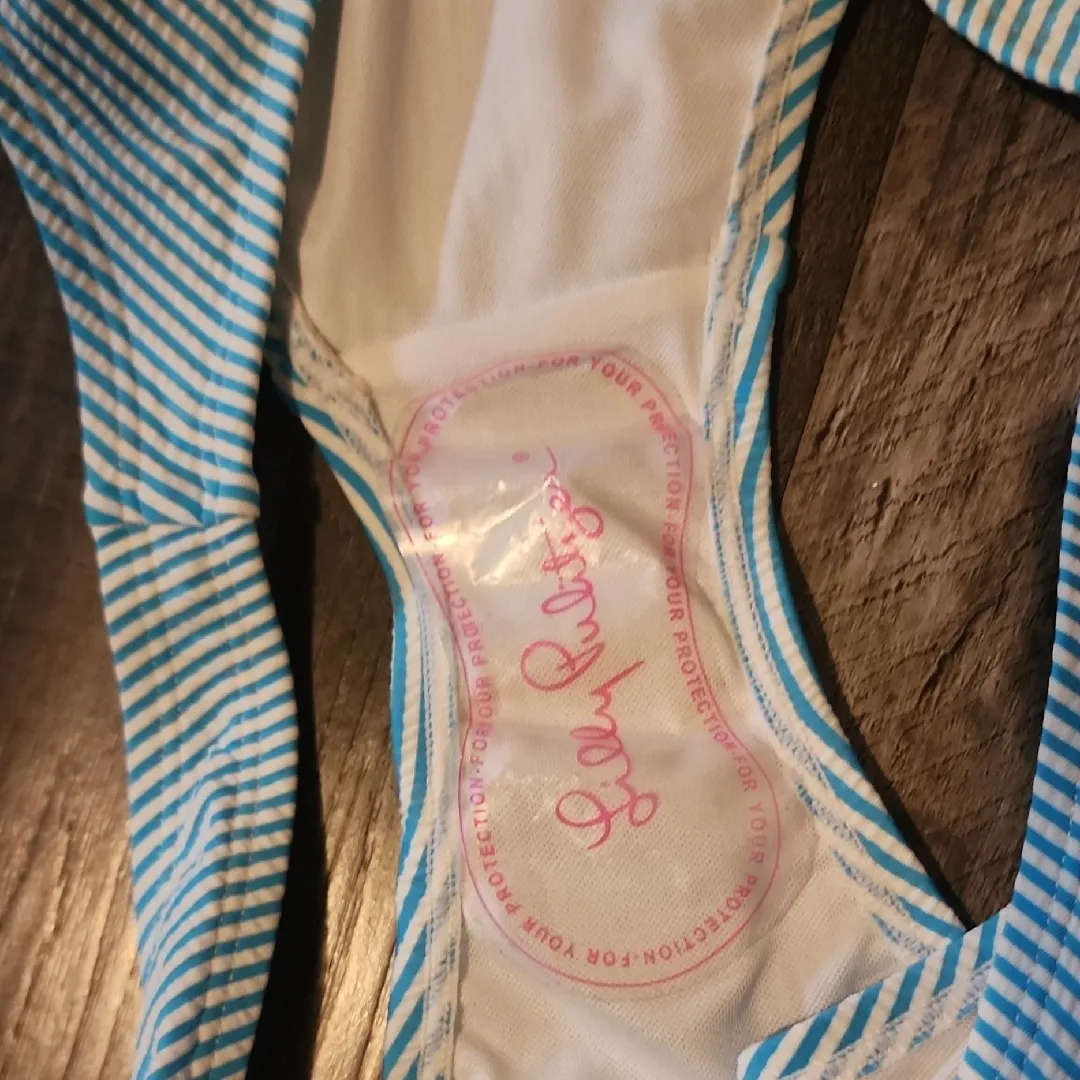 Lilly Pulitzer High Cut Cumulus Blue Seersucker Stripe Bottom Size 12 - Image 5