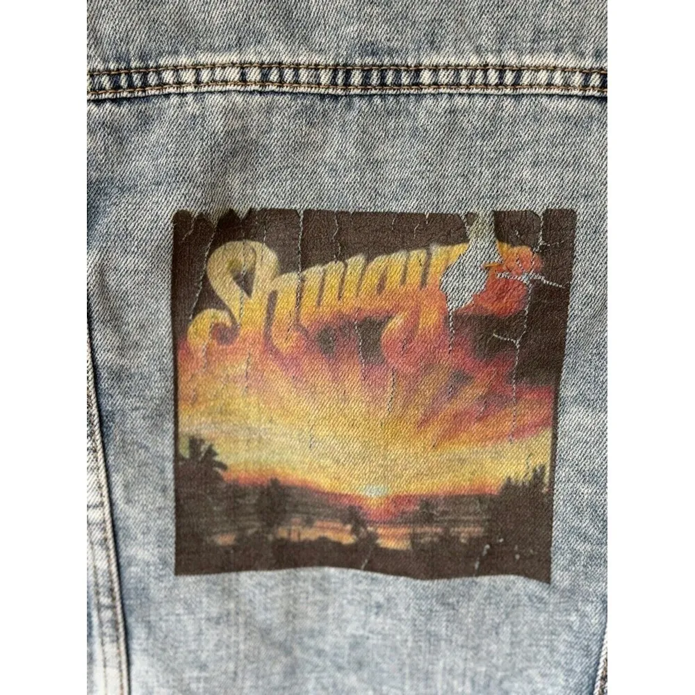 Free People Rumors‎ Denim Jean Jacket w/ Patch Size XS - Image 4