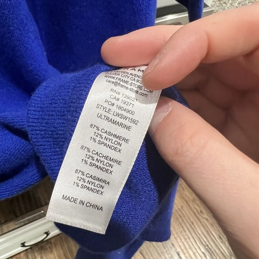 Frame Strong Shoulder Mini Sweater Dress Cashmere Ultramarine Dress Size XS - Image 6