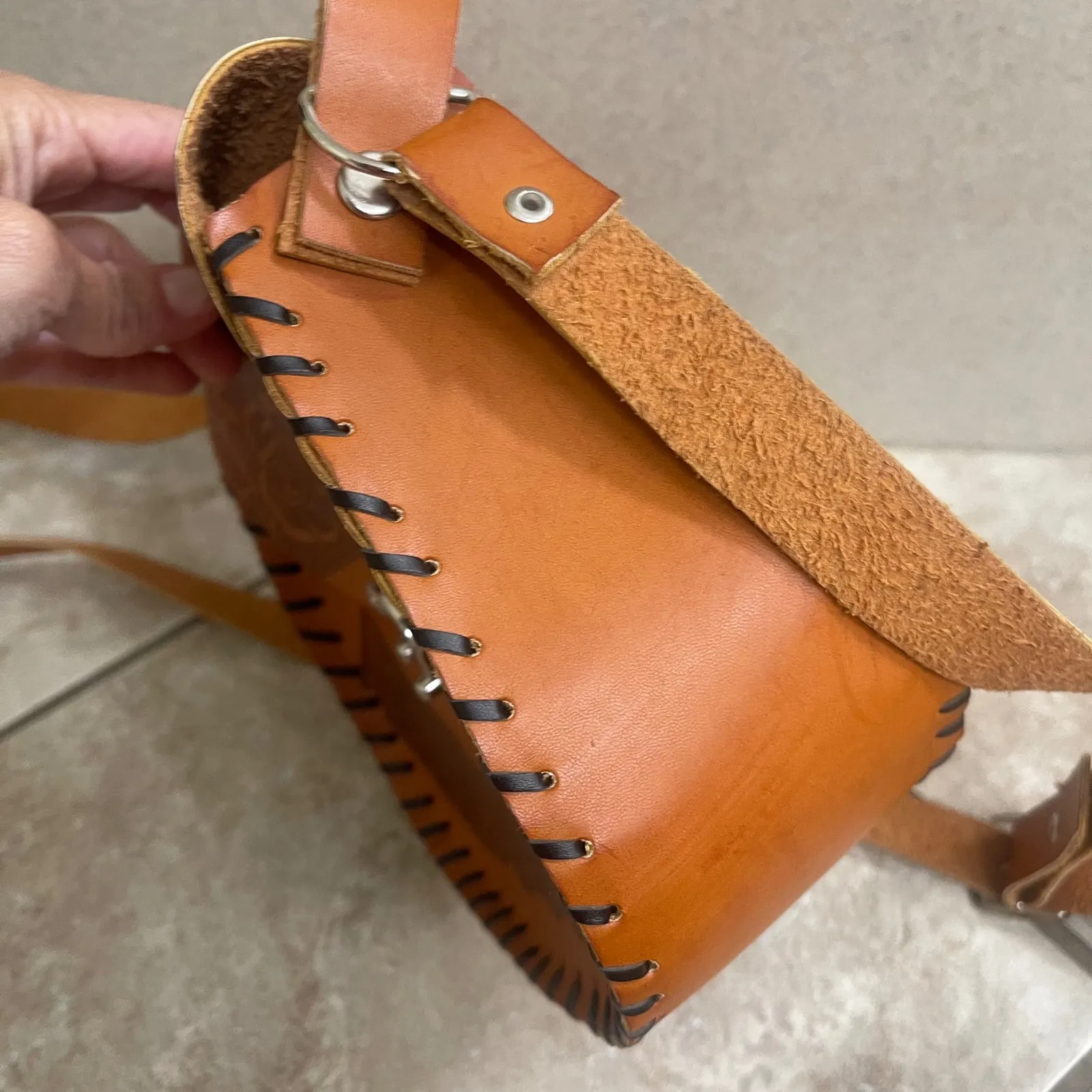 Hand tooled‎ Leather Crossbody Bag Floral Shoulder Bag Western Purse mexican Brown - Image 5