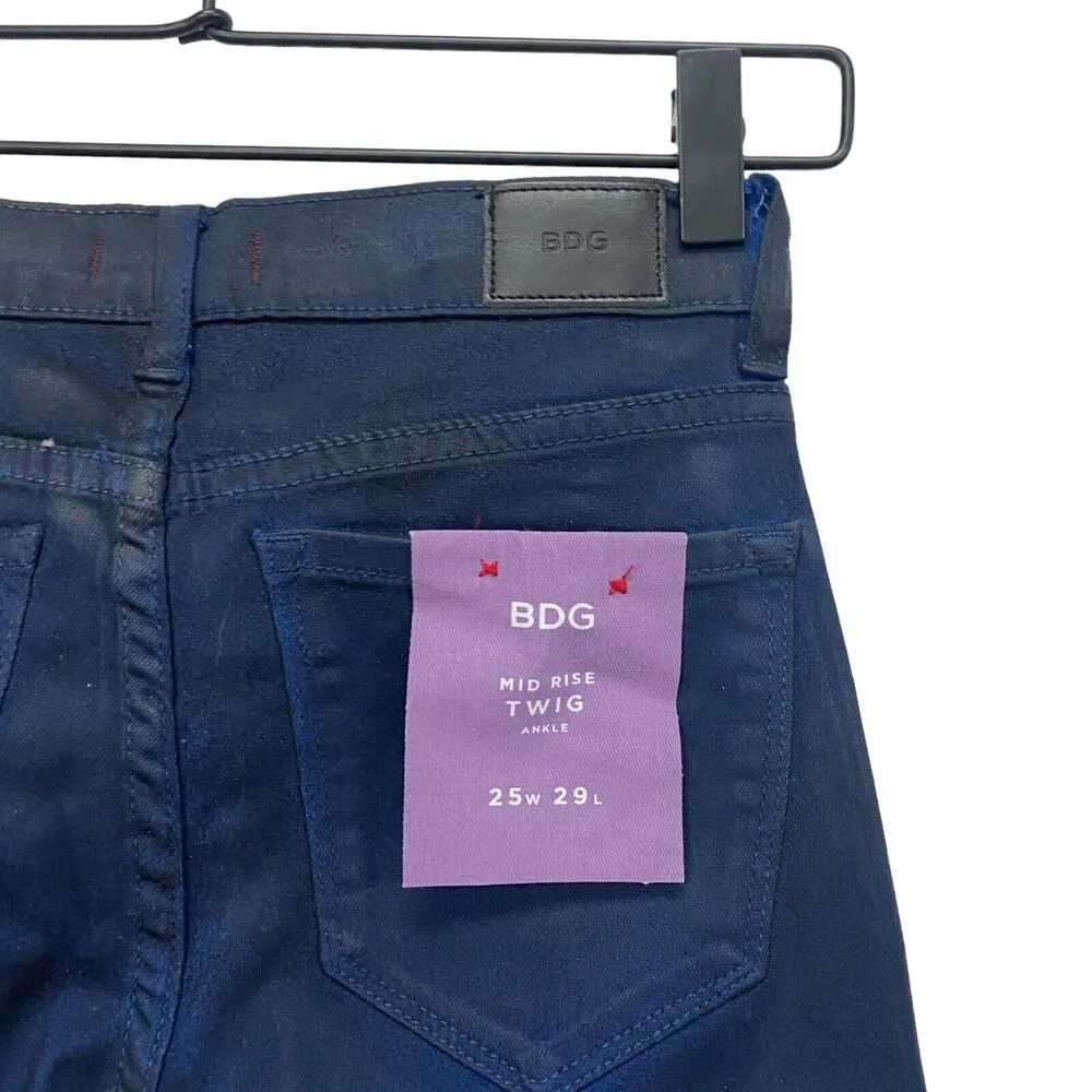 BDG Urban Outfitters Mid Rise Twig Ankle Jeans Blue 25W 29L Stretch Denim Wax - Image 10