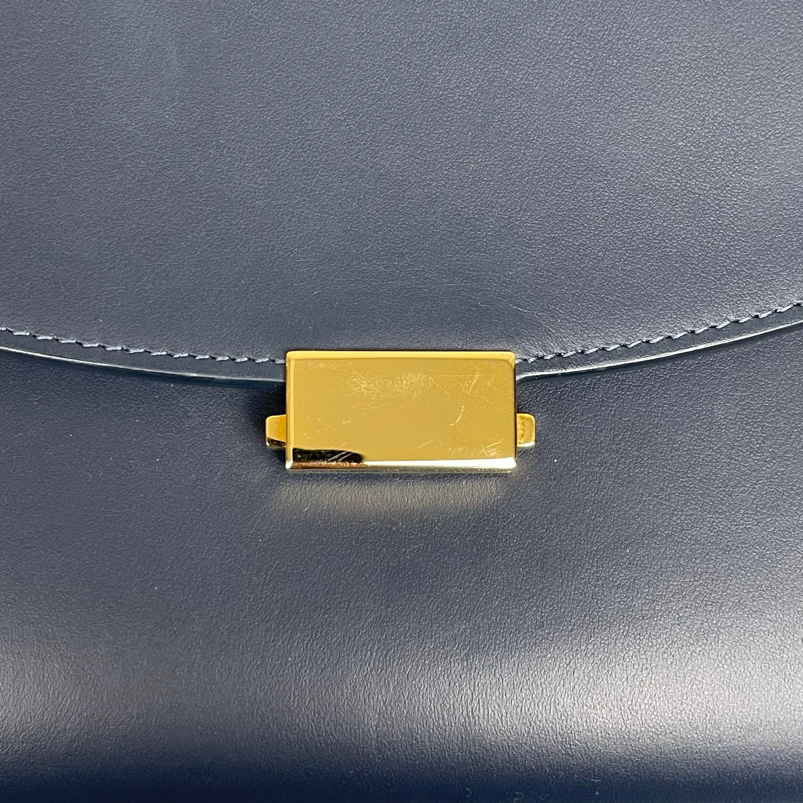 Mansur Gavriel Women Gray Blue Calf Leather Envelope Flat Clutch Pouch Purse Bag - Image 8