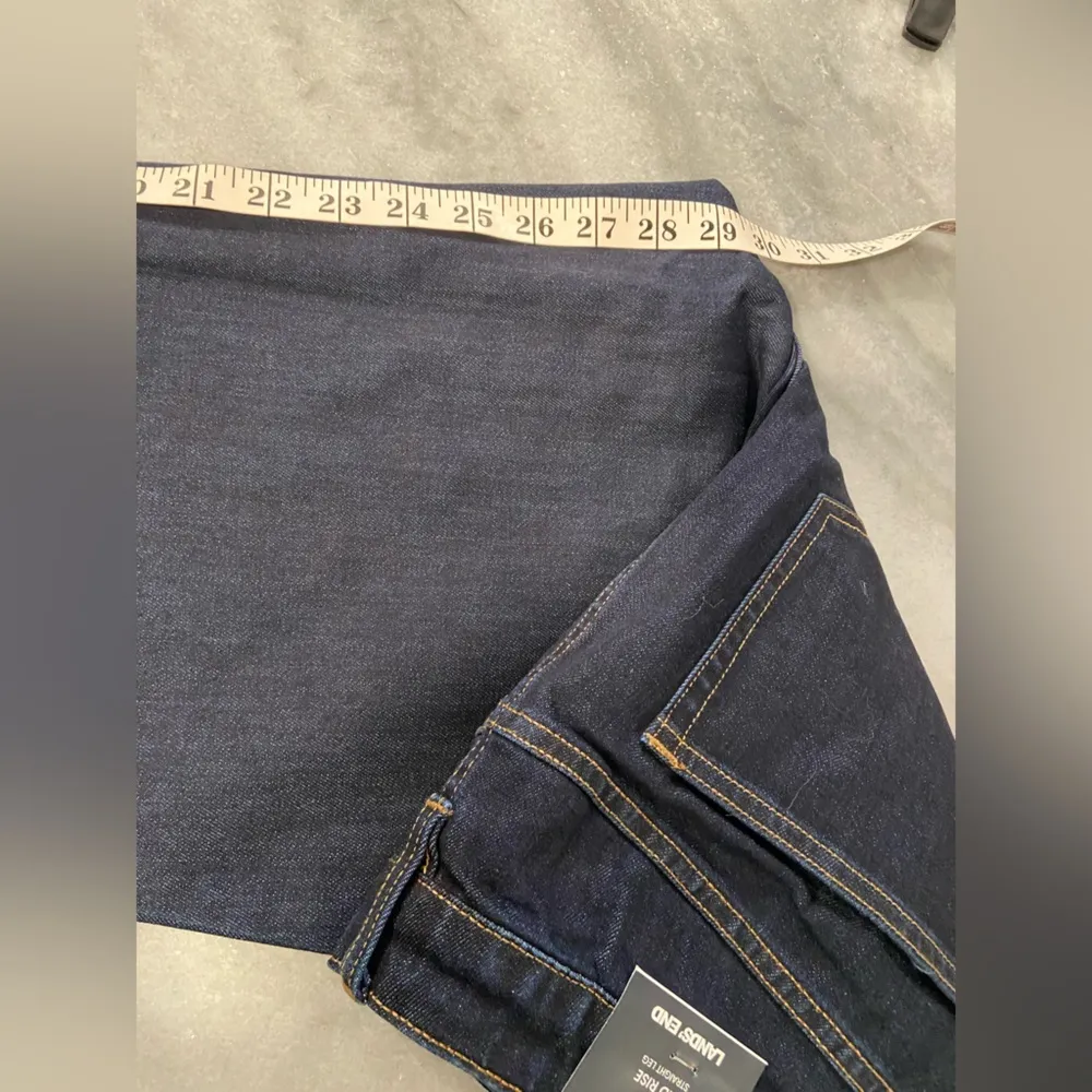 NWT Lands End Size 16 Mid Rise Straight Leg Dark Wash Cotton Stretch Denim Jeans - Image 15