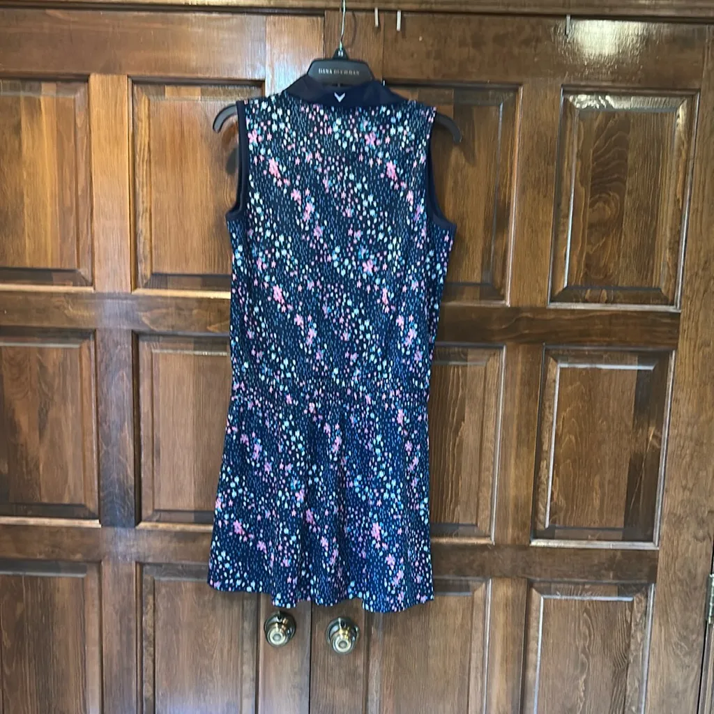 NWT Callaway Size Medium Sleeveless V-Inset Collar Navy Blue Floral Dress Golf - Image 3