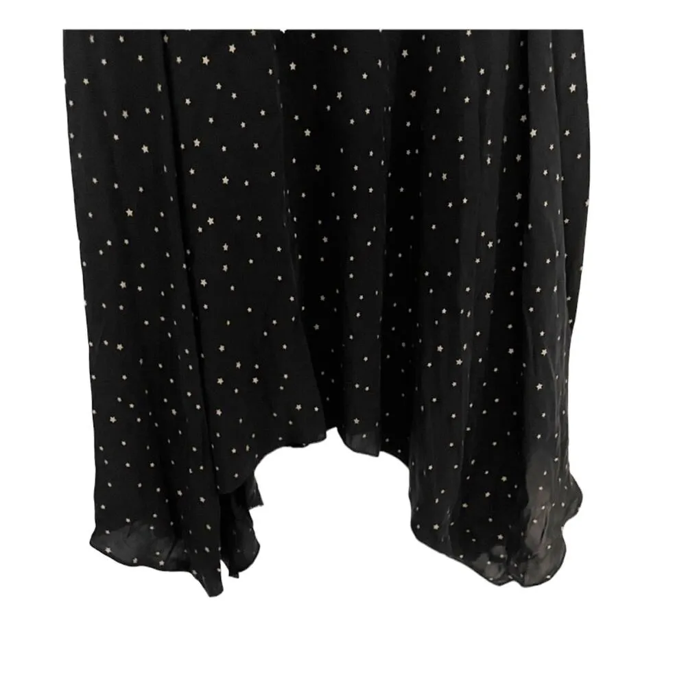 FiveSeventyFive Maxi Skirt Black with Gold Stars Hi Low Hem Size XS - Image 6
