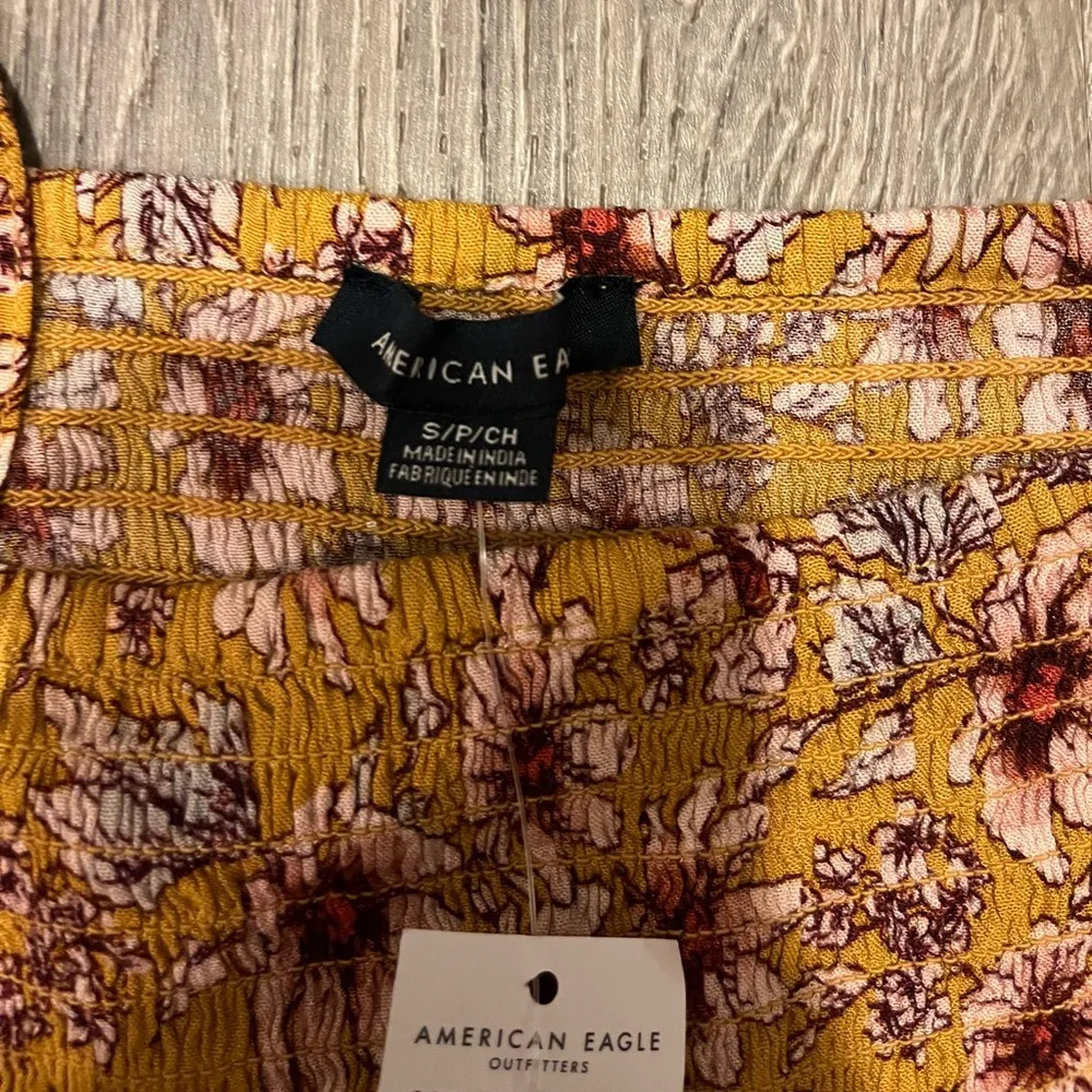 American Eagle Cropped Floral Sleeveless Shirt Smocked Tank Top Size S NWT Boho - Image 6