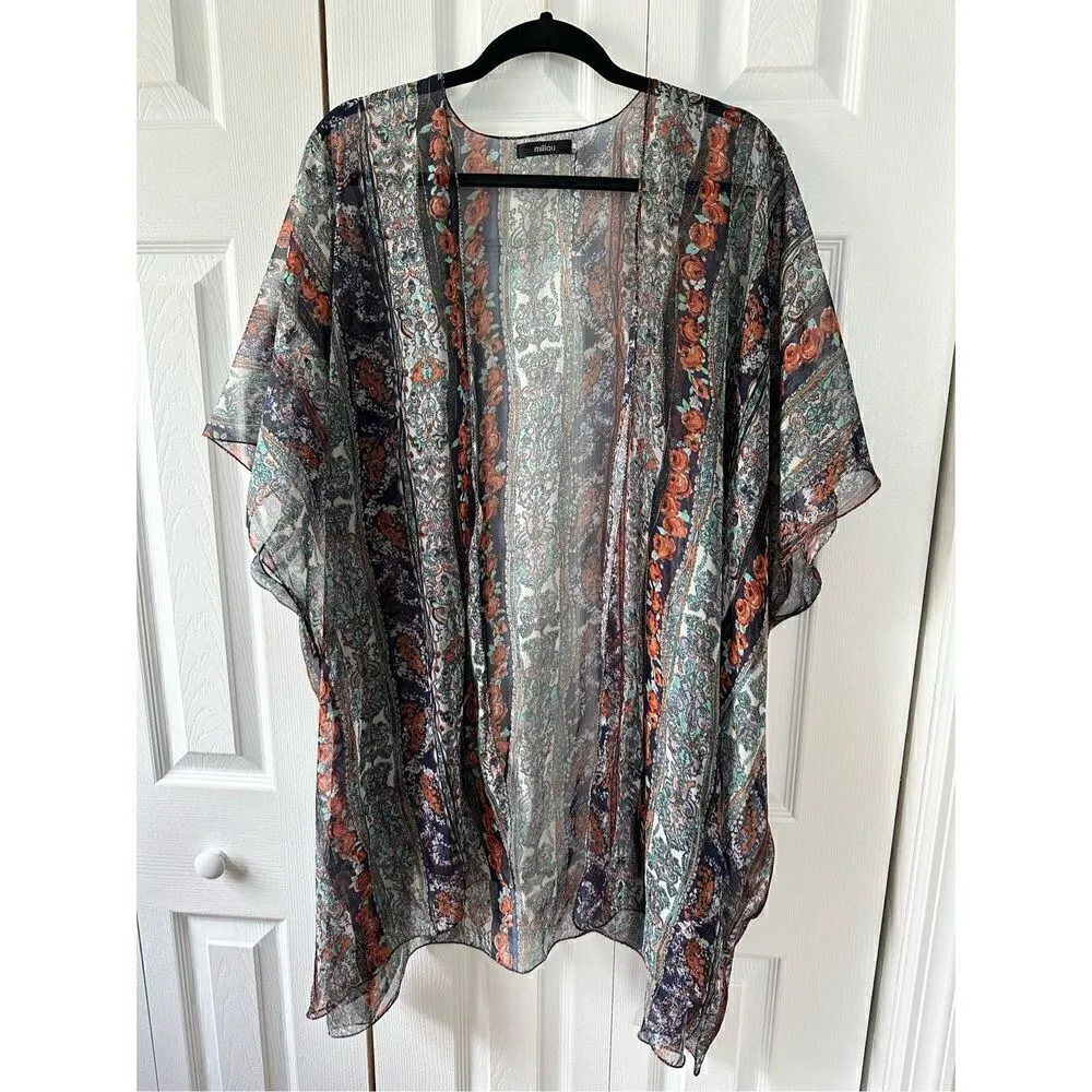 Millau Boho Short Sleeve Kimono Blue - Image 2