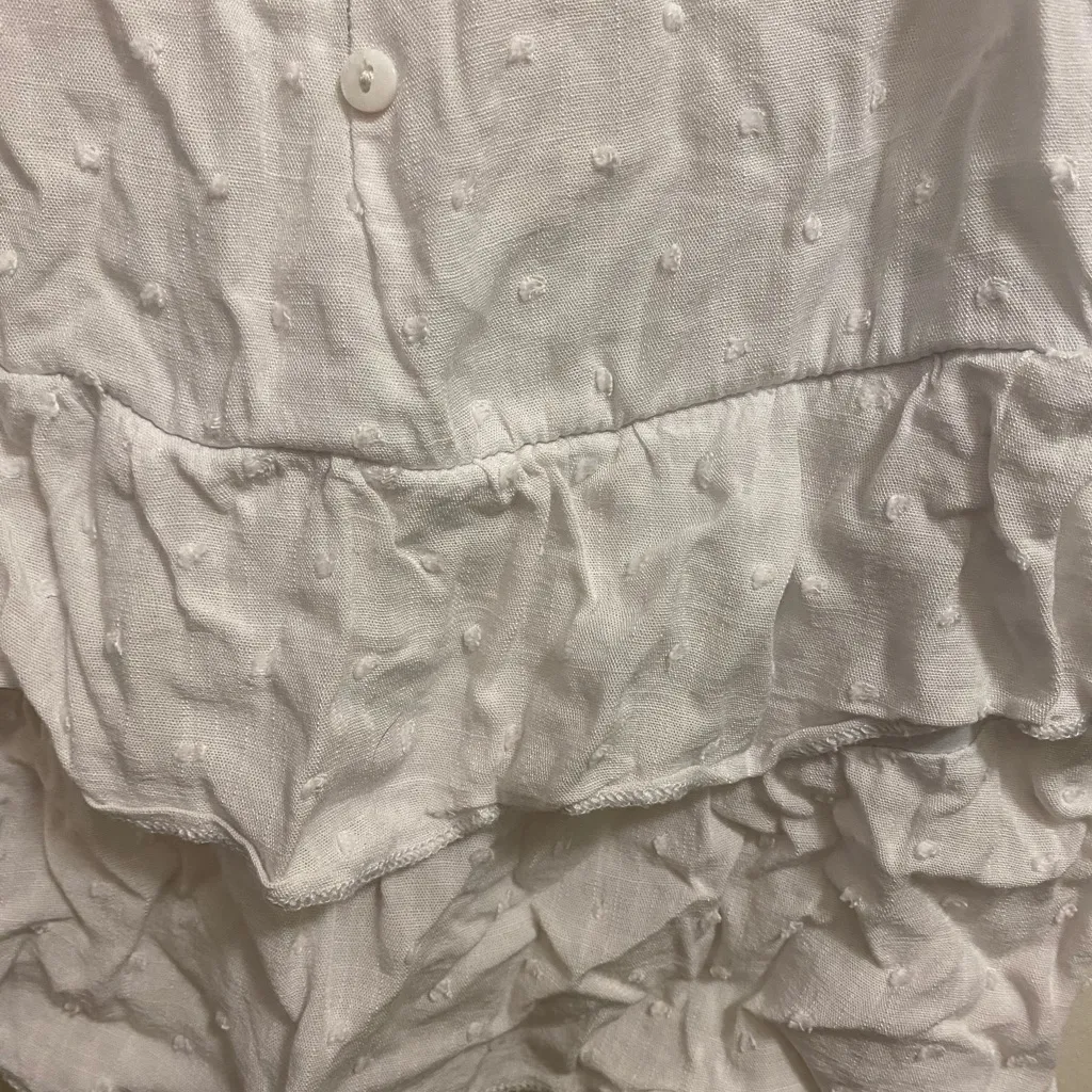 Urban Romantics Womens White Tank Top S 36” Lace V Neck Trim Ruffled Bottom - Image 5