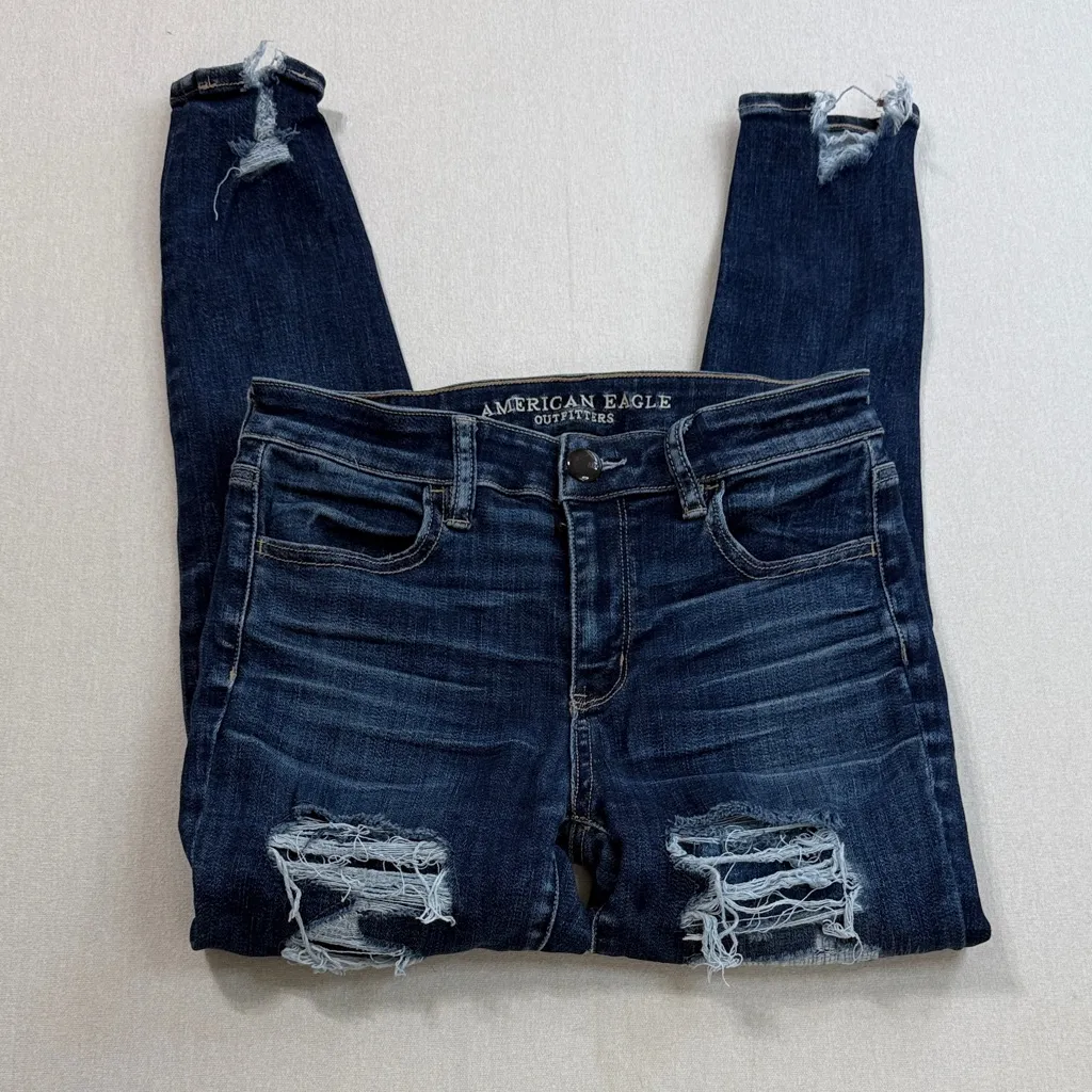 American Eagle Outfitters Dark Blue Skinny Jeans - Image 3