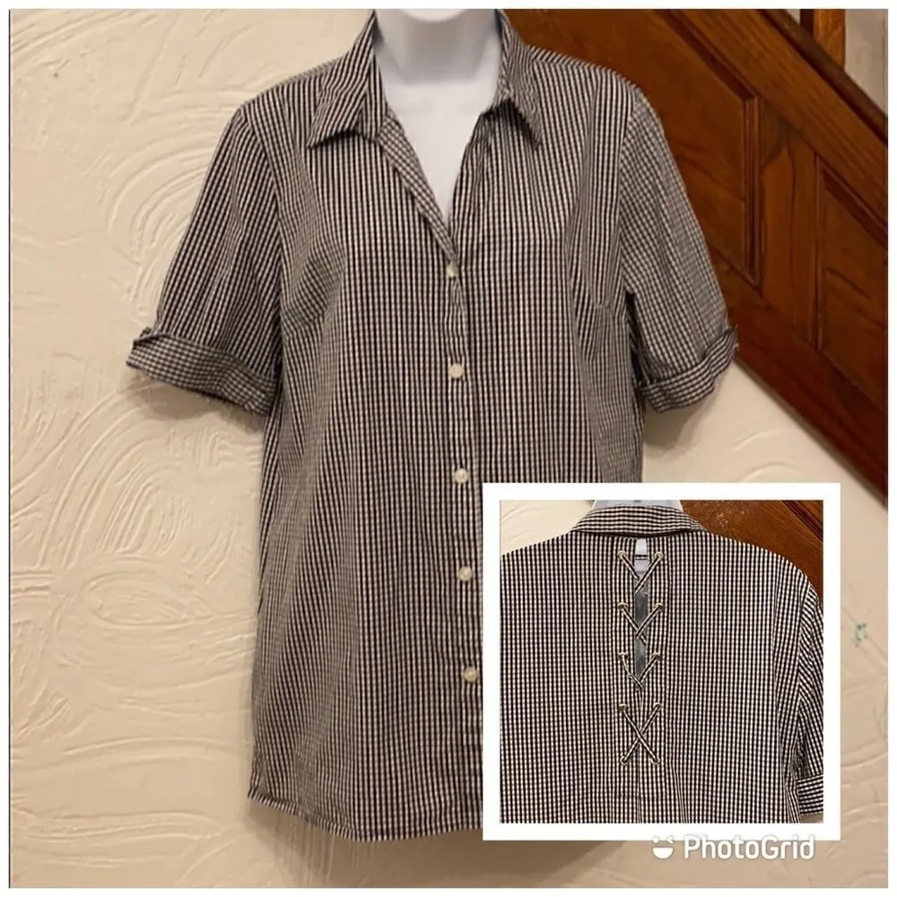 Anne Klein short sleeve button down shirt size M - Image 2