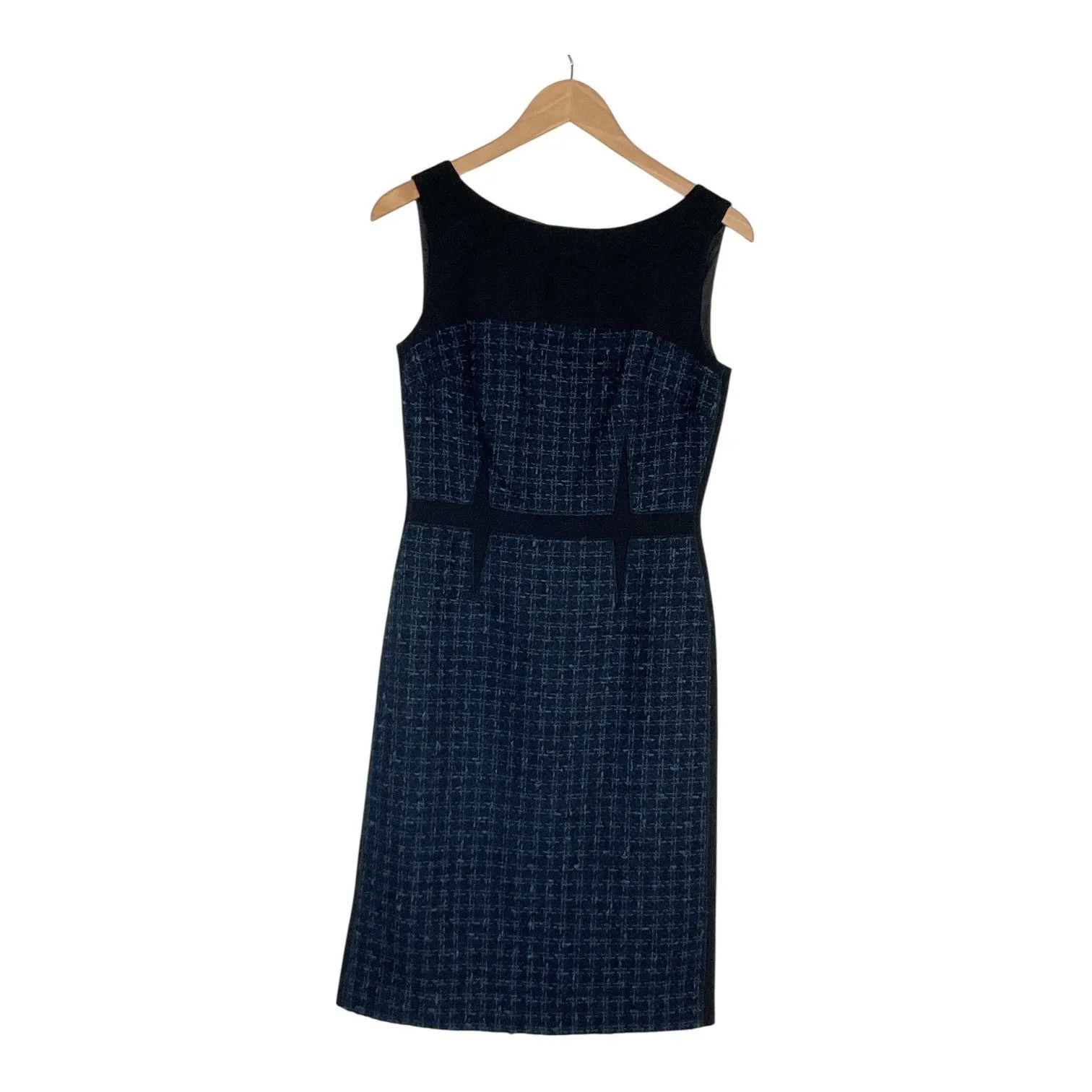 ToryBurch Sleeveless‎ Tweed mohair Sheath Dress Black Boat Neck  Professional - Image 6