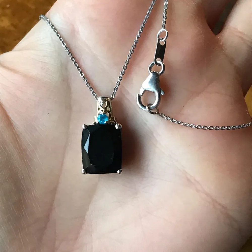 Natural Black Jade Sterling Silver Necklace - Image 10