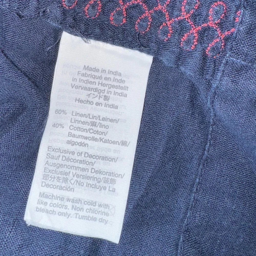 J. Crew Navy Blue & Red Embroidered Beach Tunic Top Dress Size Small - Image 7