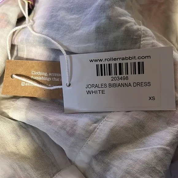 Roller Rabbit Jorales Bibianna Dress‎ White Floral Wrap Long Sleeve XS NWT - Image 10